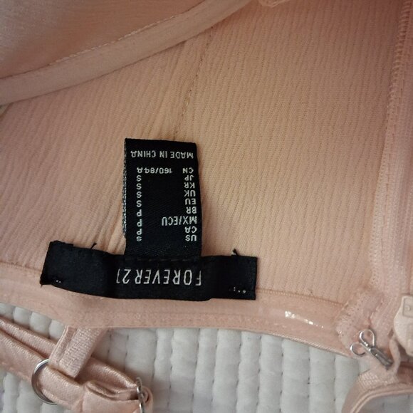 Forever 21 blush pink / peach Satin tiered Tulle Madonna dress midi length S - Picture 5 of 5